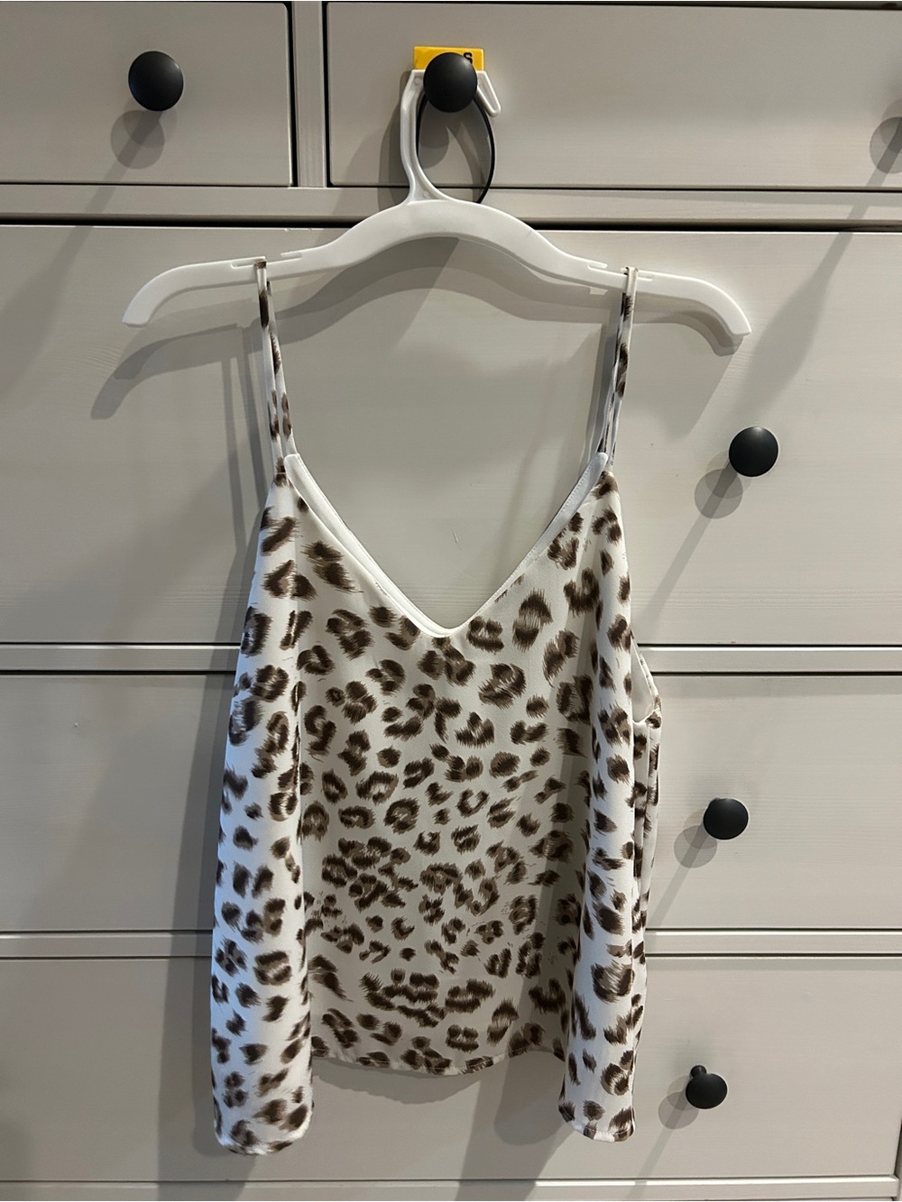 Final Touch Leopard Print V-Neck Cami - White & Brown